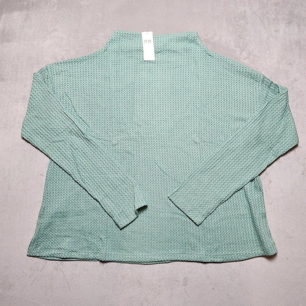 NWT Anthropologie Sunday‎ In Brooklyn Shirt Womens Large Green Waffle Knit Soft